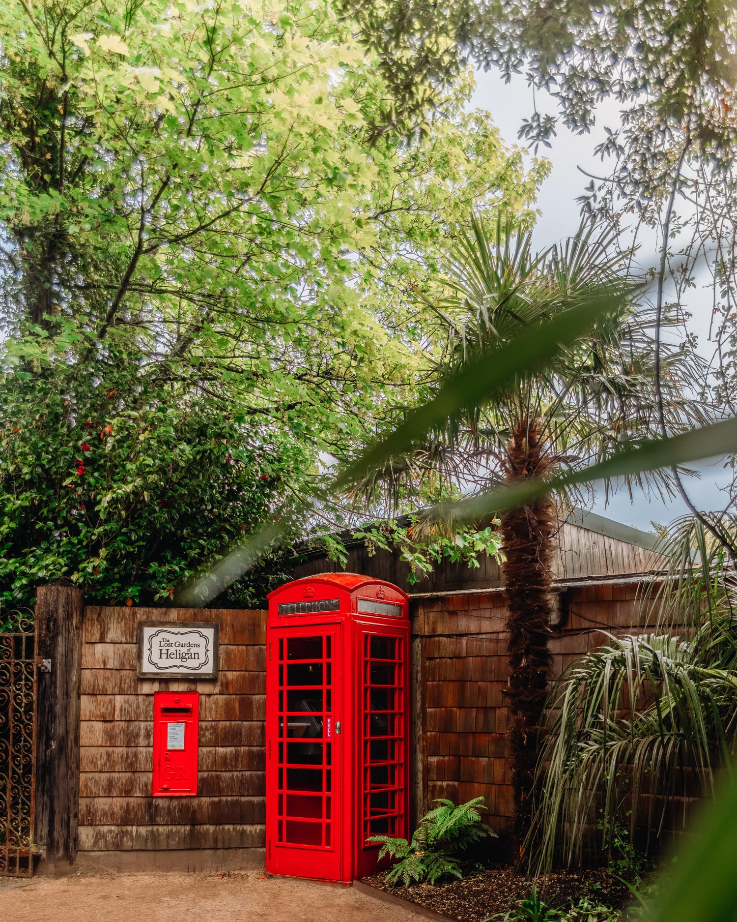 Red Telephone Booth in the Lost Gardens of Heligan, Cornwall