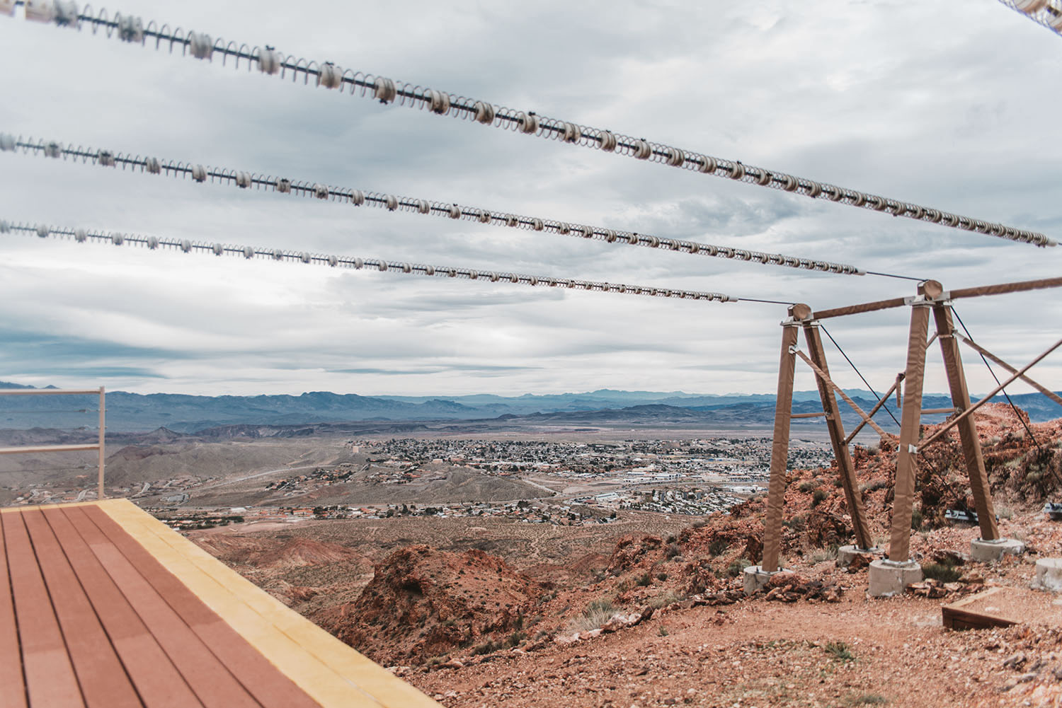 Ziplining down Red Mountains in Bootleg Canyon, Nevada