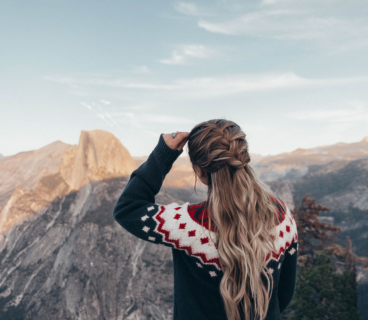 Rapunzel of Sweden Extensions - French Braid & Mountains - Yosemite National Park