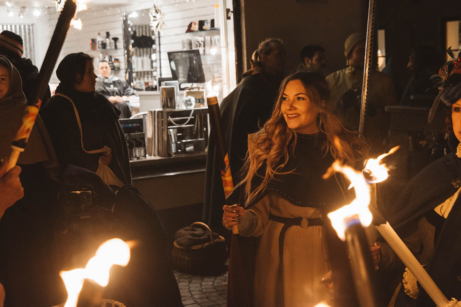 Torchlight procession in Visby, Gotland