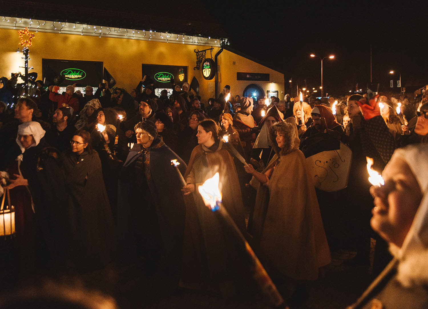 Medieval torchlight procession in Visby