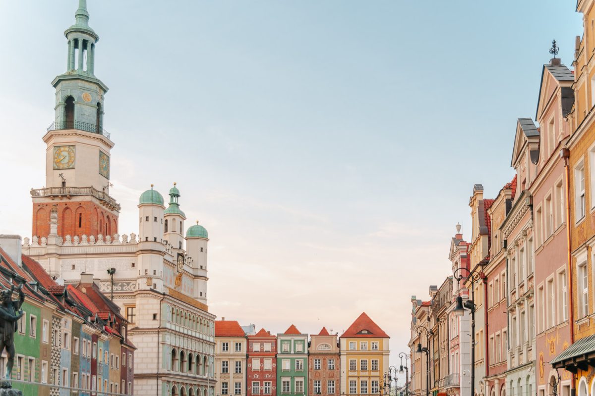 Picturesque buildings in Stary Rynek in Poznań, Poland.
