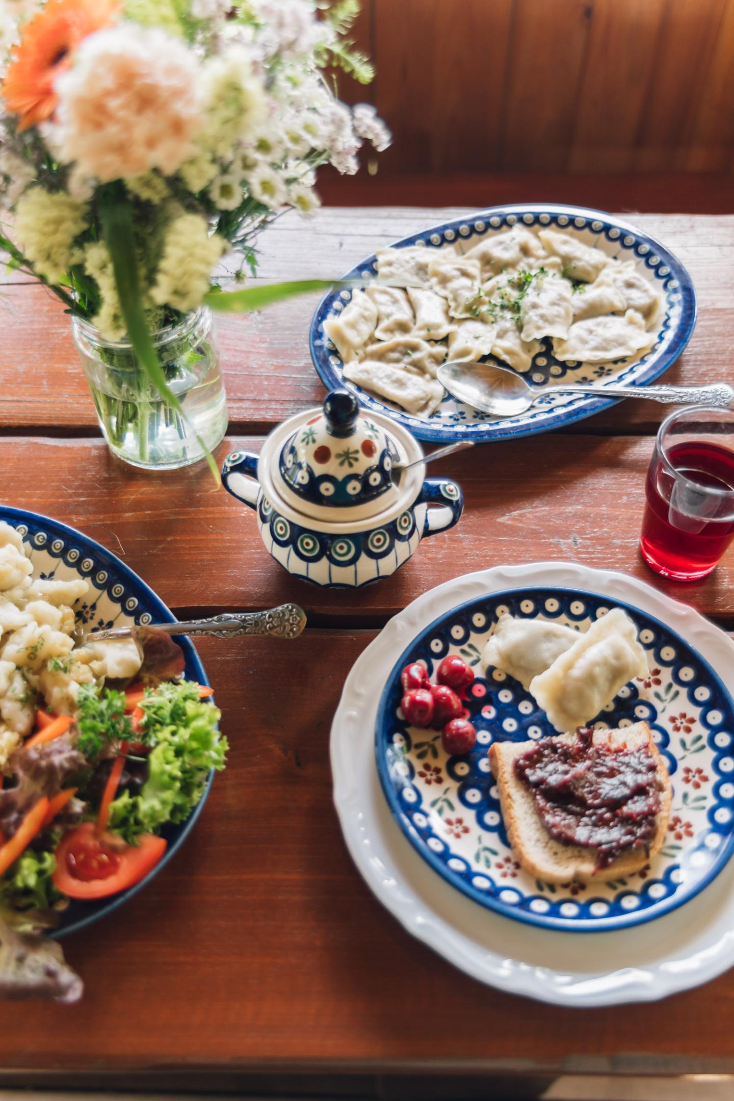 Traditional Polish food at restaurant Gryszczeniowka.
