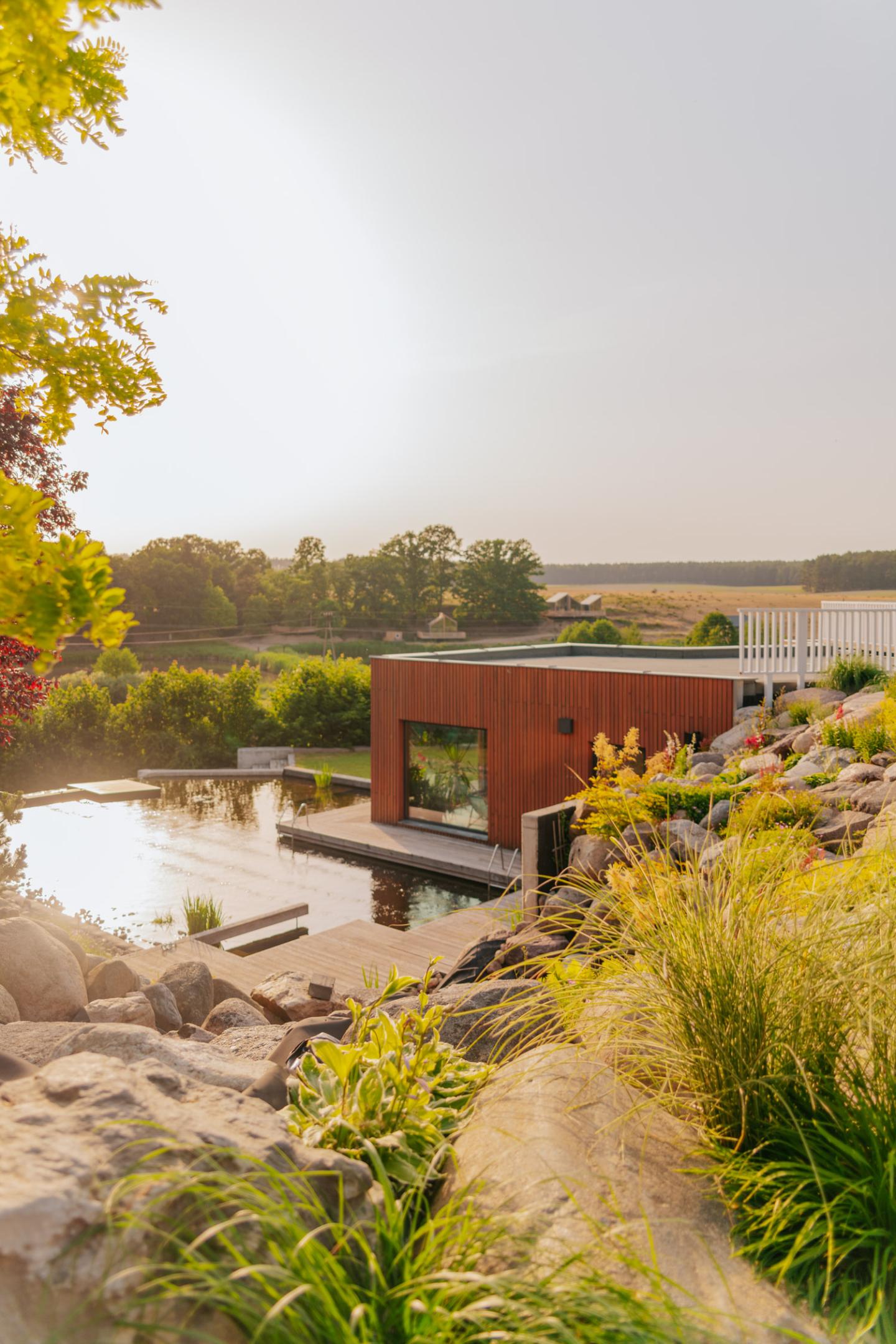 Wellness area with outdoor pool at Dwór Dębogóra in Wielkopolska, Poland.