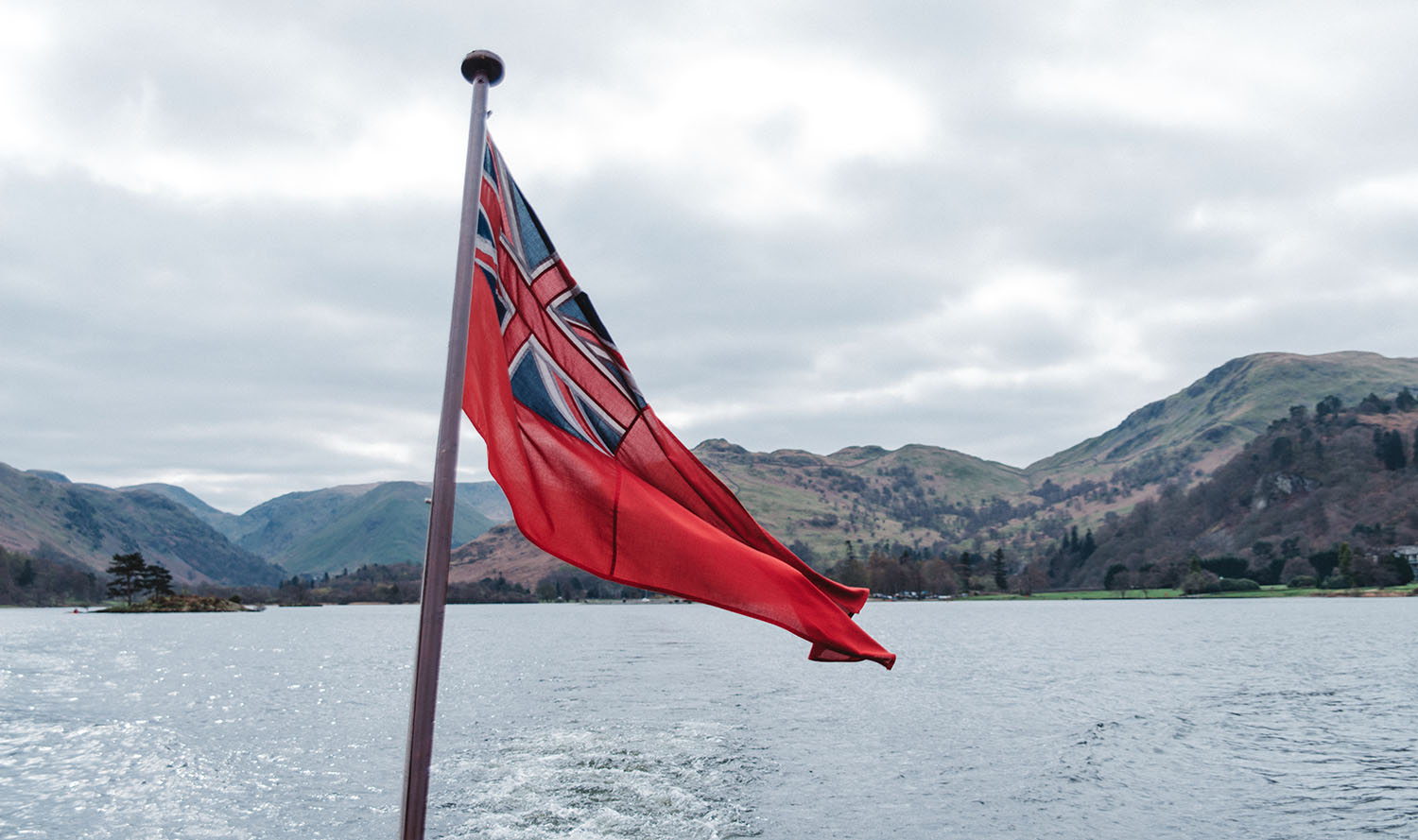 Great Britains flag waving on Lake District Tour