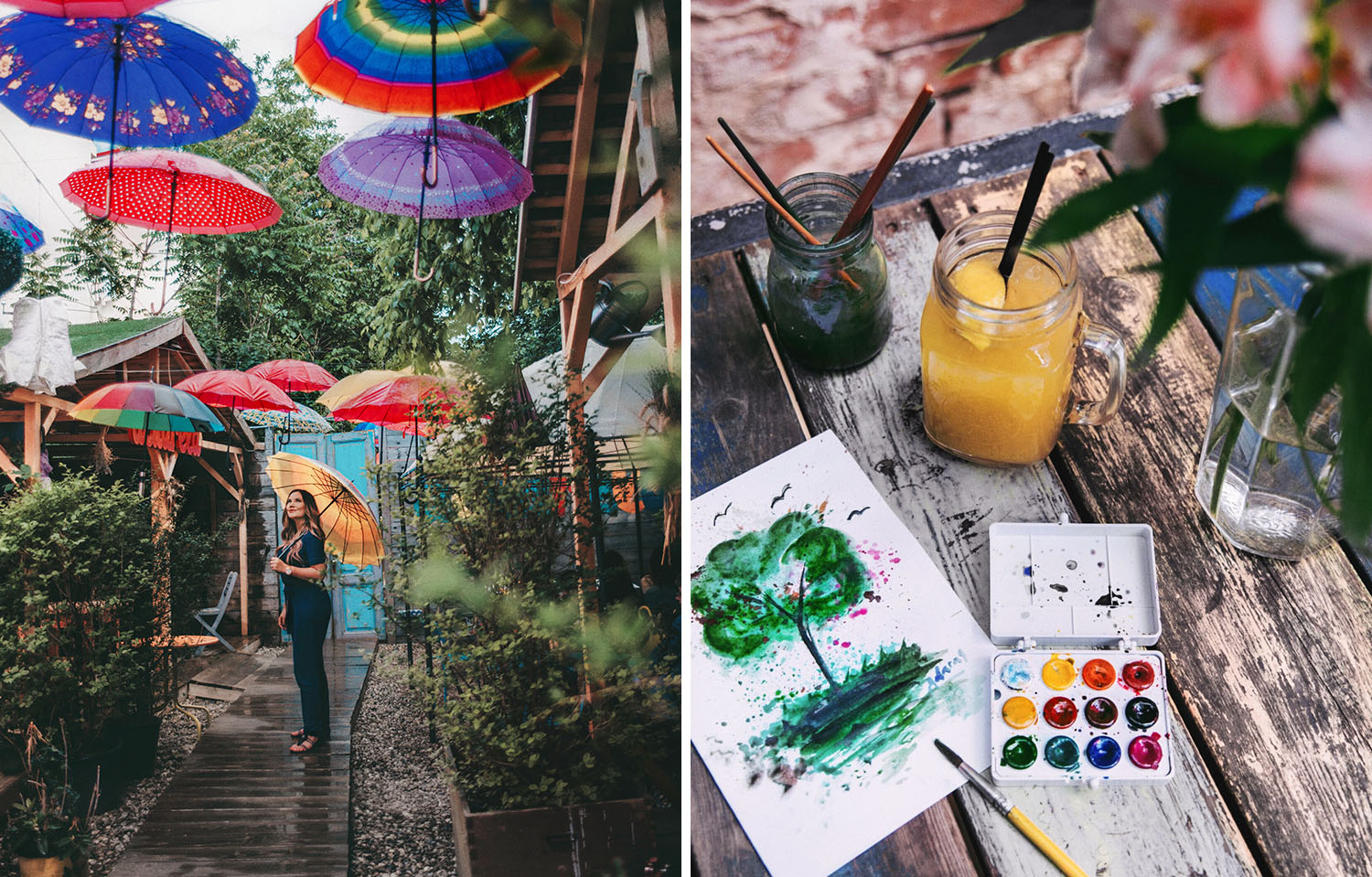 Acuarela Bistro in Bucharest - Umbrellas & Watercolor