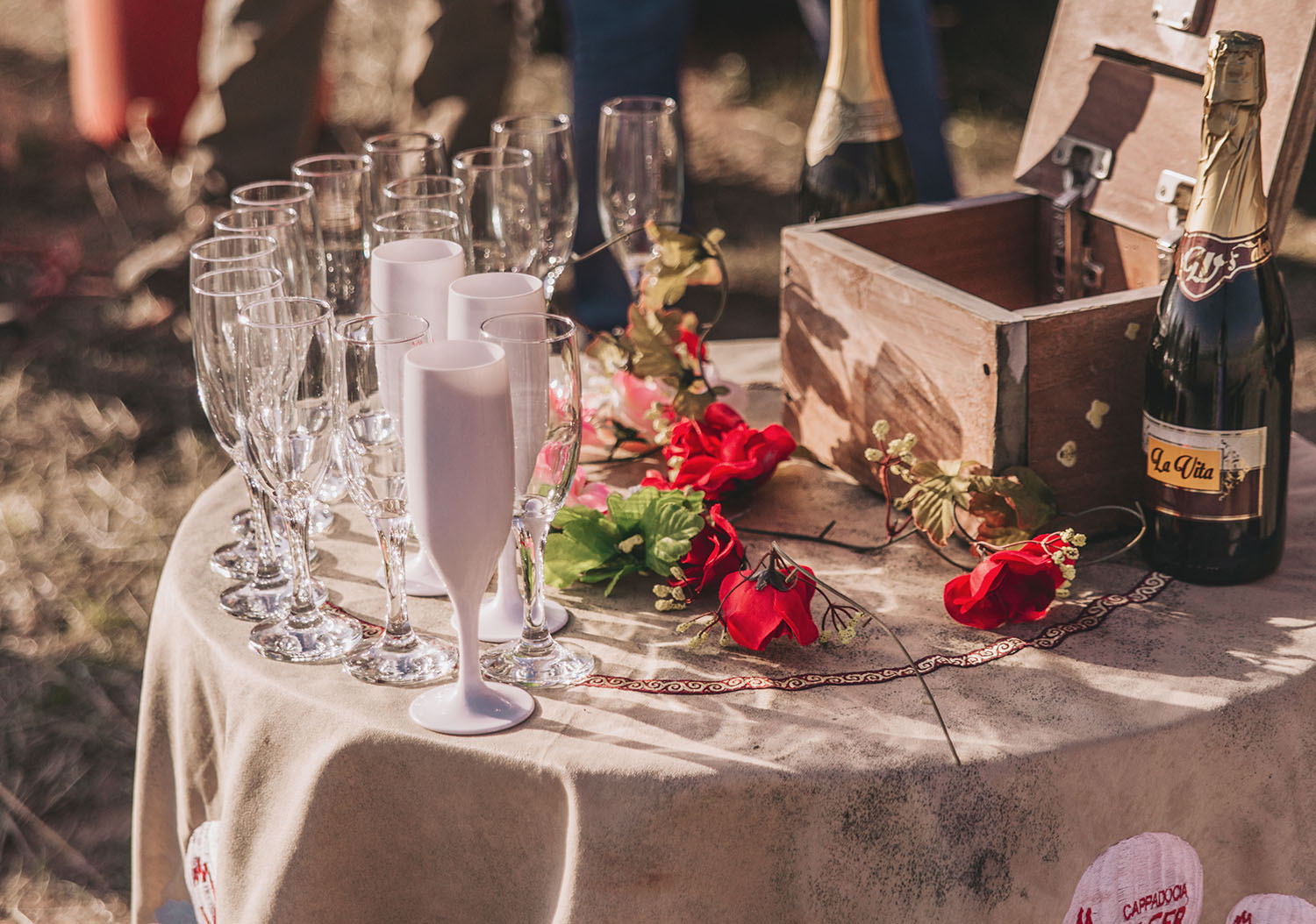 A Champagne Toast after our Hot Balloon Flight