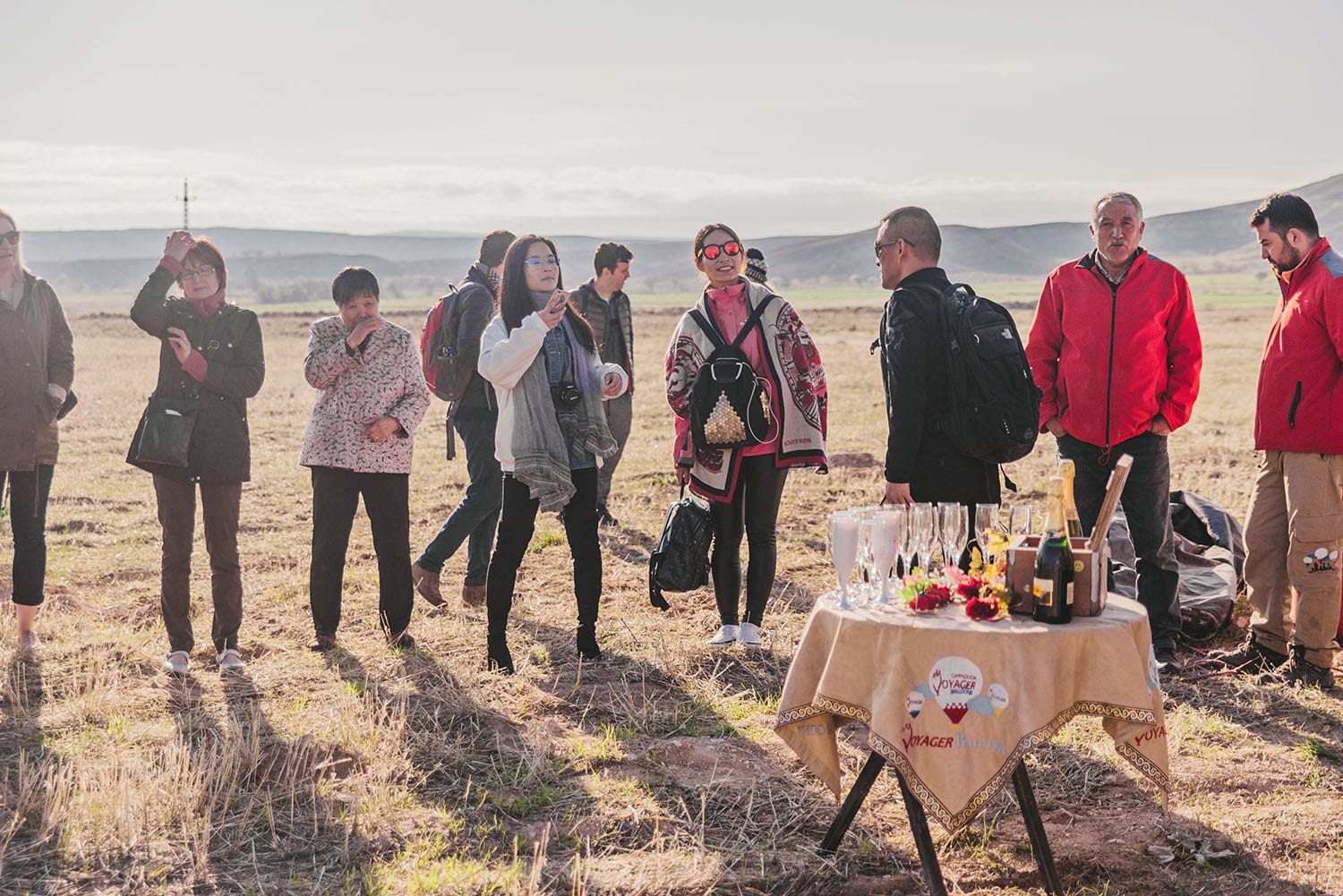 Champagne after hot air balloon tour in Cappadocia