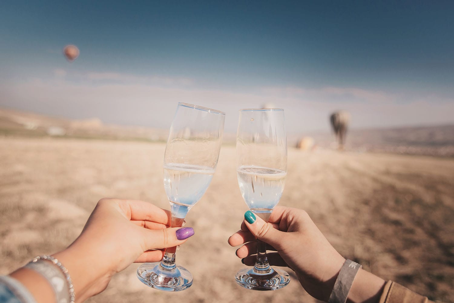 A Champagne Toast after our Hot Balloon Flight