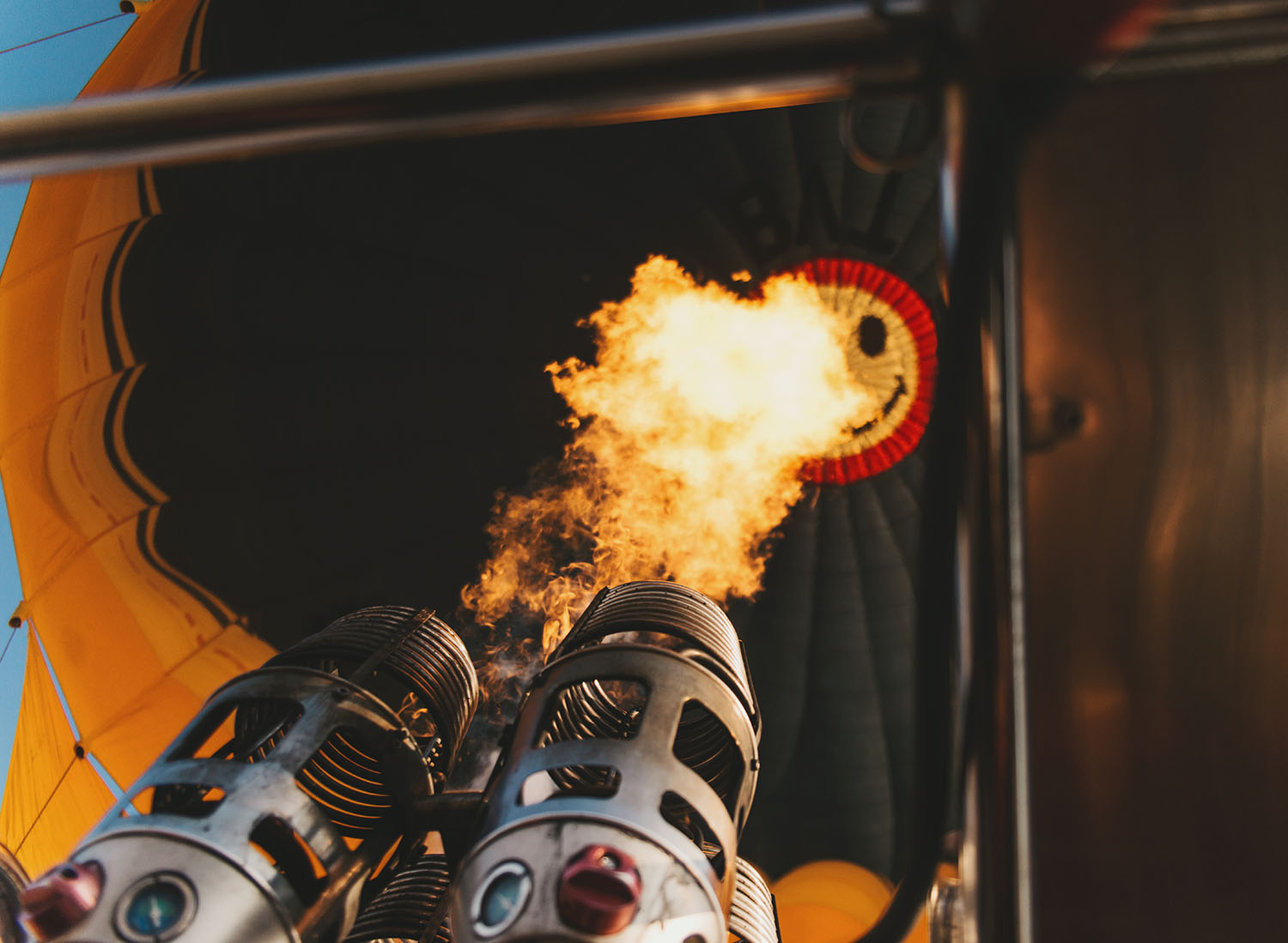 Smiley burner in hot air balloon