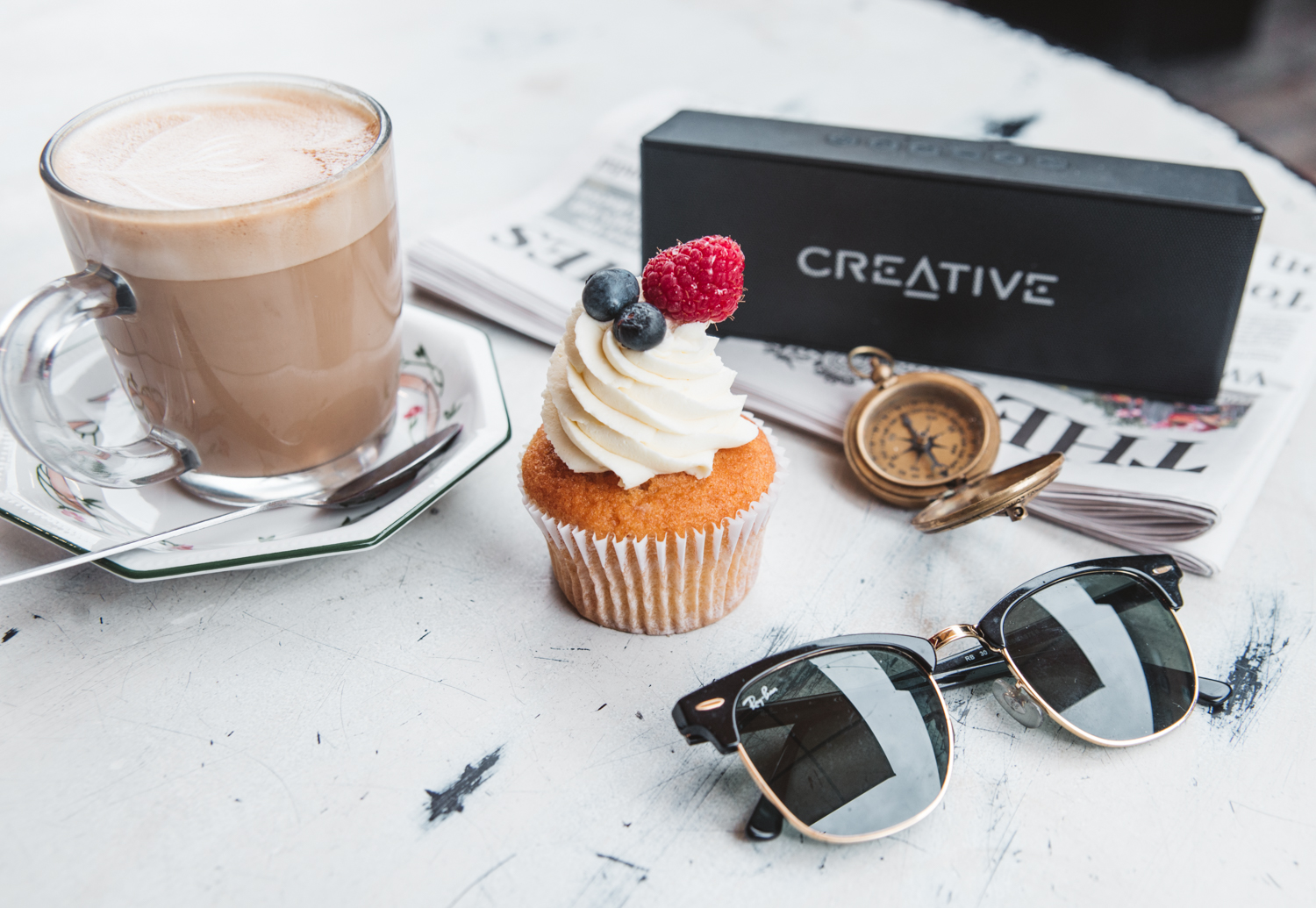 Cupcake and Caffe Latte at Miss Poppy Cakes Cafe in Camden Market