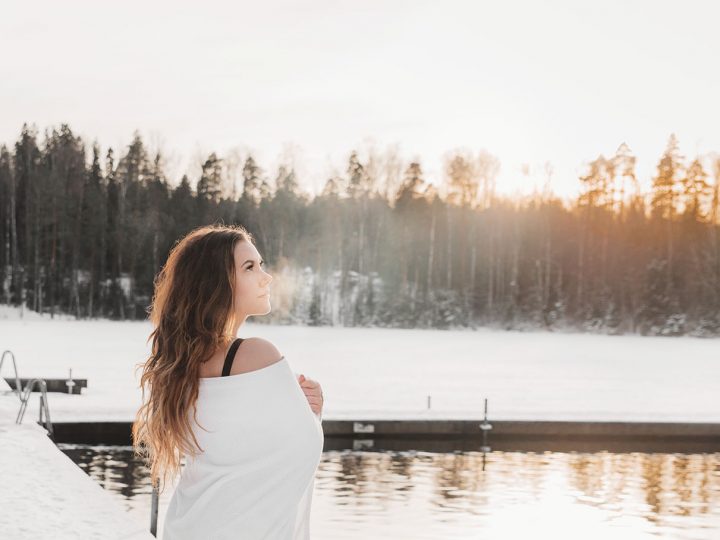 Woman after Ice Swimming at Kuusijärvi Lake in Vantaa