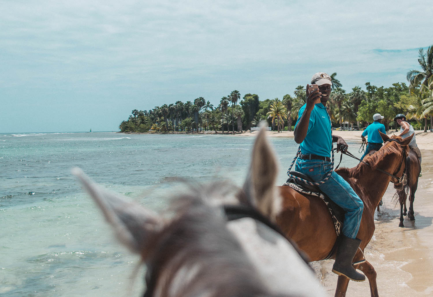 Horse-back riding on Half Moon Beach in Jamaica