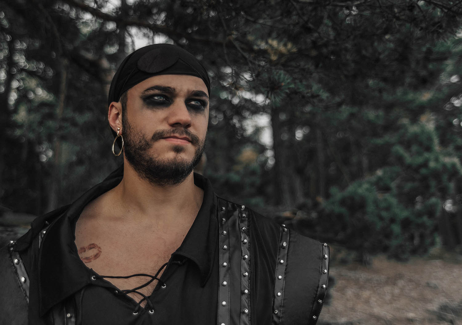 Closeup Pirate Makeup for Men