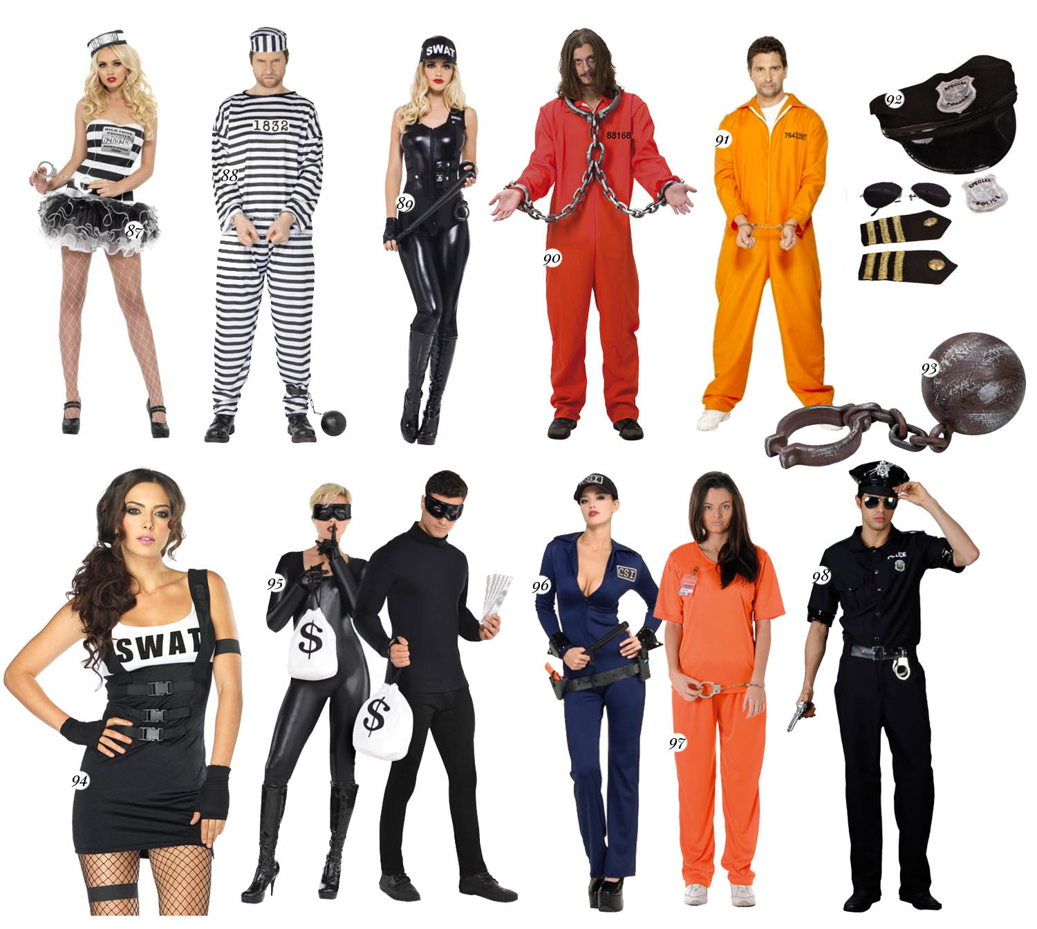 Convict & Police Couple Costumes