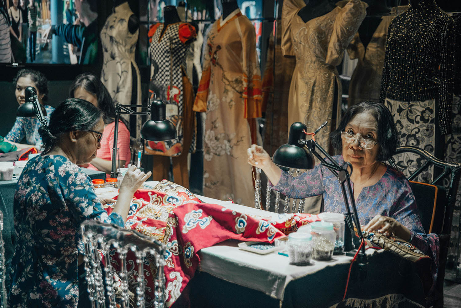 Dresses in the making at Au Dai Museum - Things To Do in Ho Chi Minh City