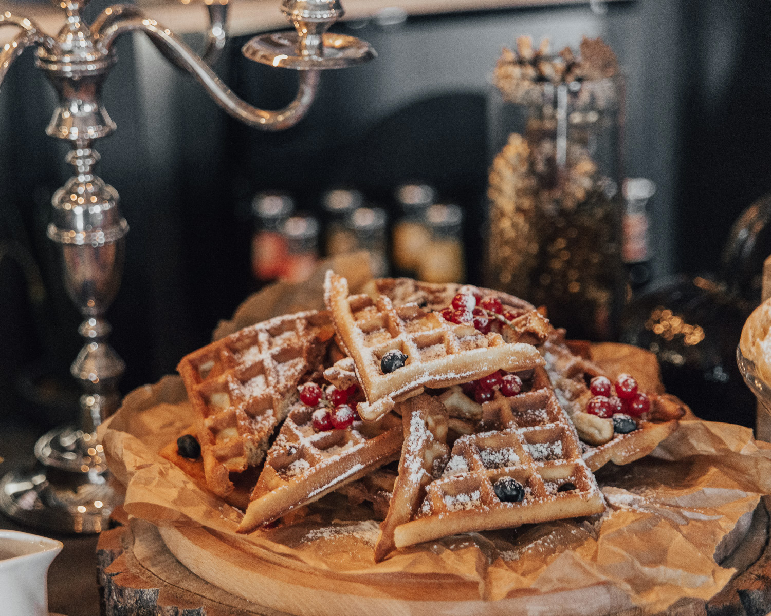 Belgian Waffles at Brunch Buffet at Annas Dārzs, Riga