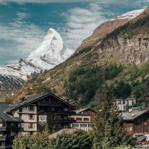 The Matterhorn over the Zermatt Village