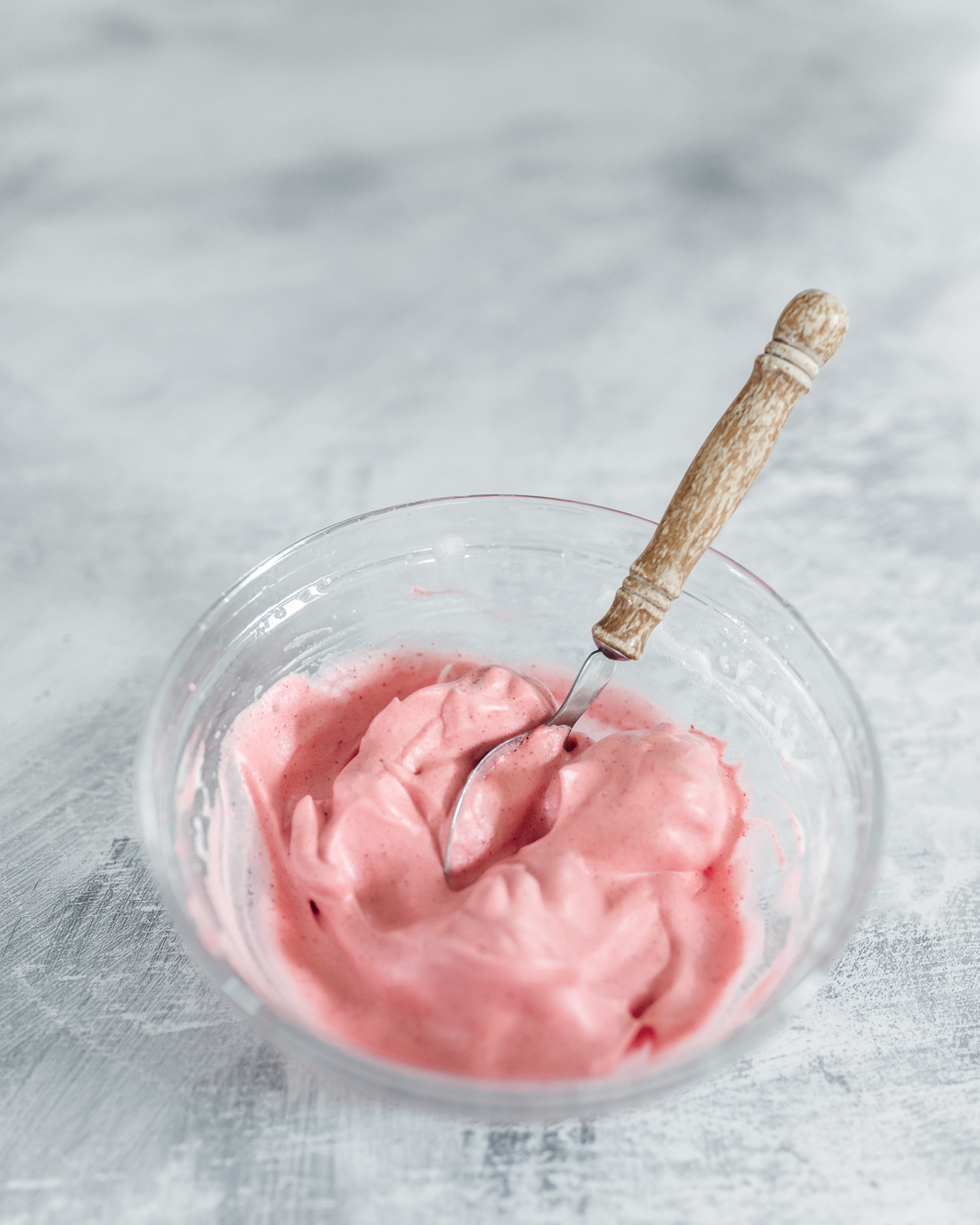 Pink whipped aquafaba beetroot foam