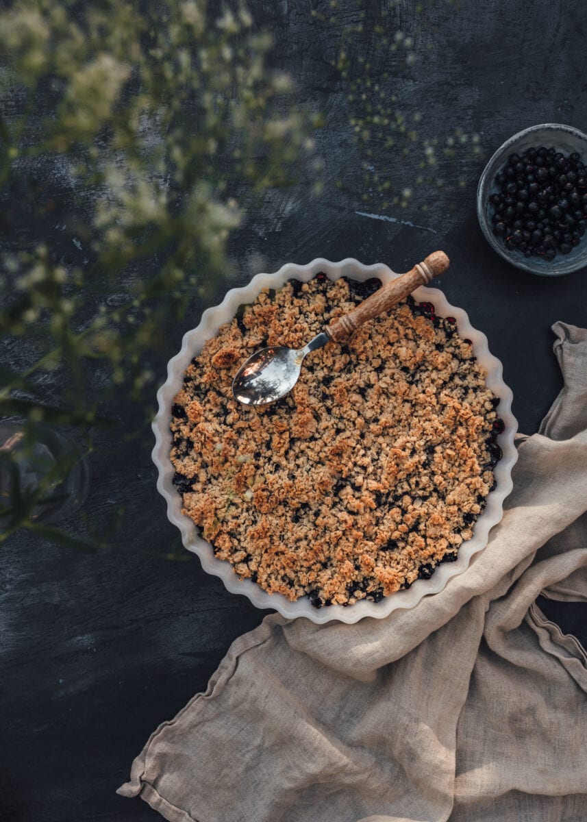 Blueberry Pie Flatlay with Dark Kelvin Vinyl Photo Backdrop from Club Backdrop