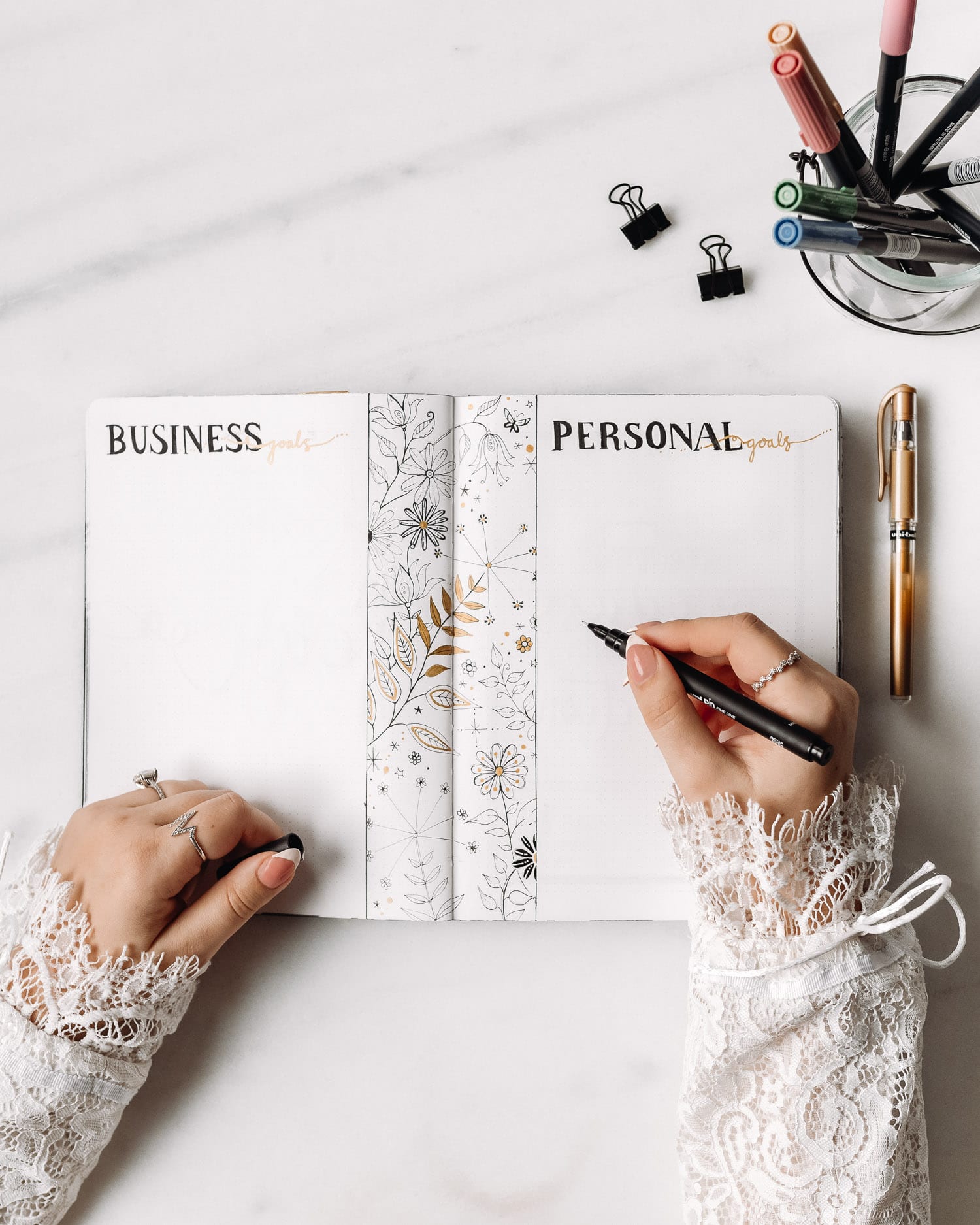 Bullet Journal Business Goals and Personal Goals - Page Idea