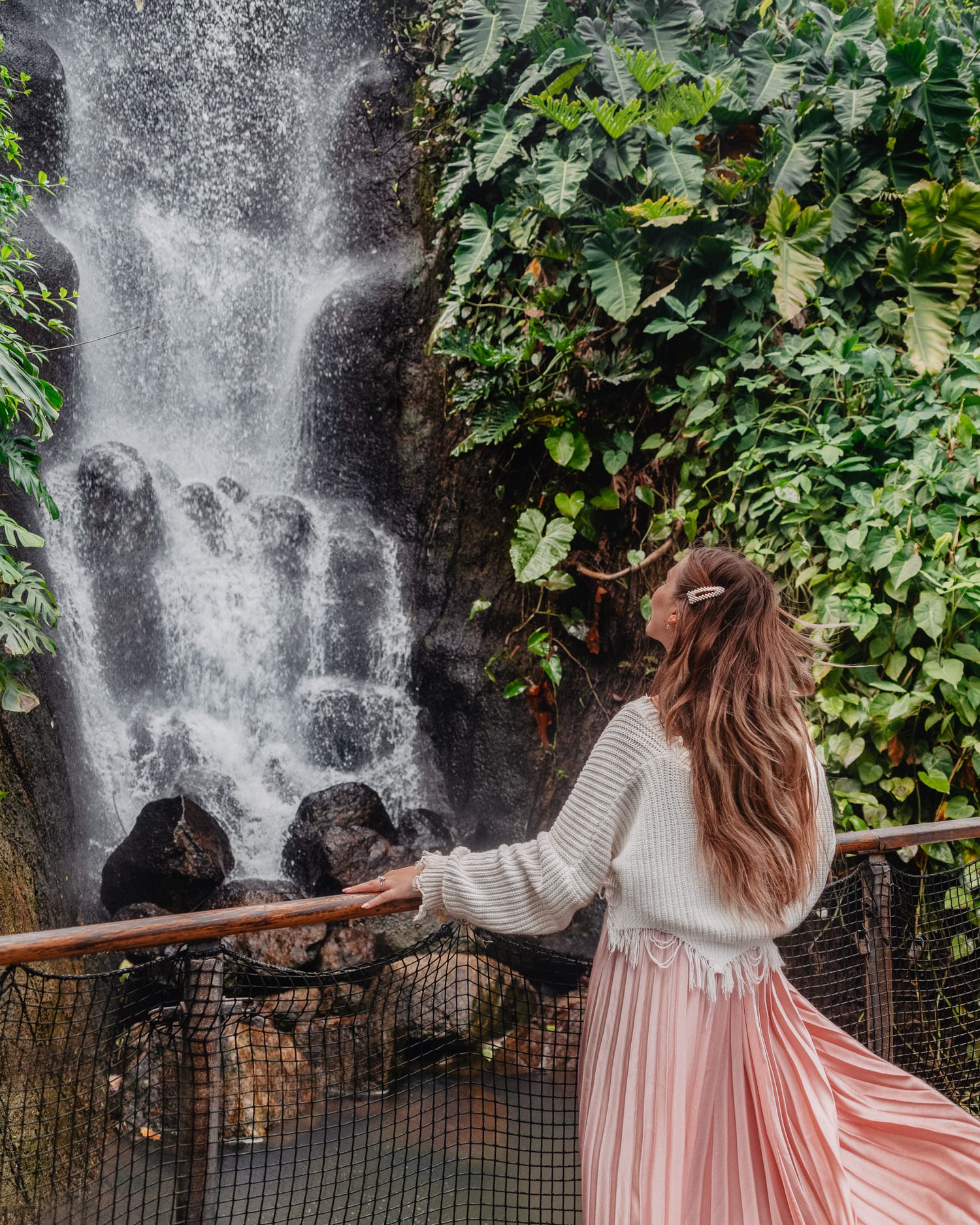 Waterfall in Rainforest Biome, Eden Project, Cornwall, UK