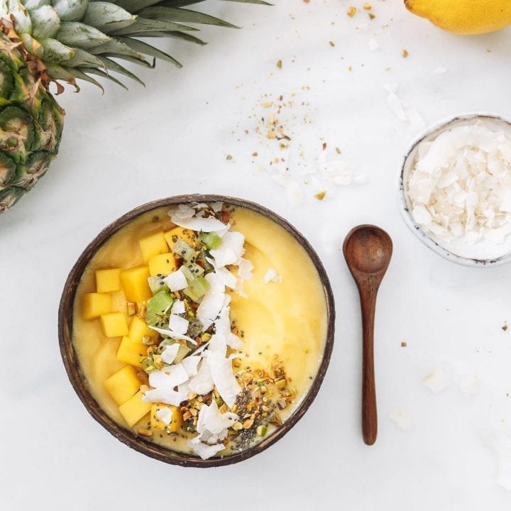 Tropical Smoothie Bowl Recipe with Pineapple & Mango