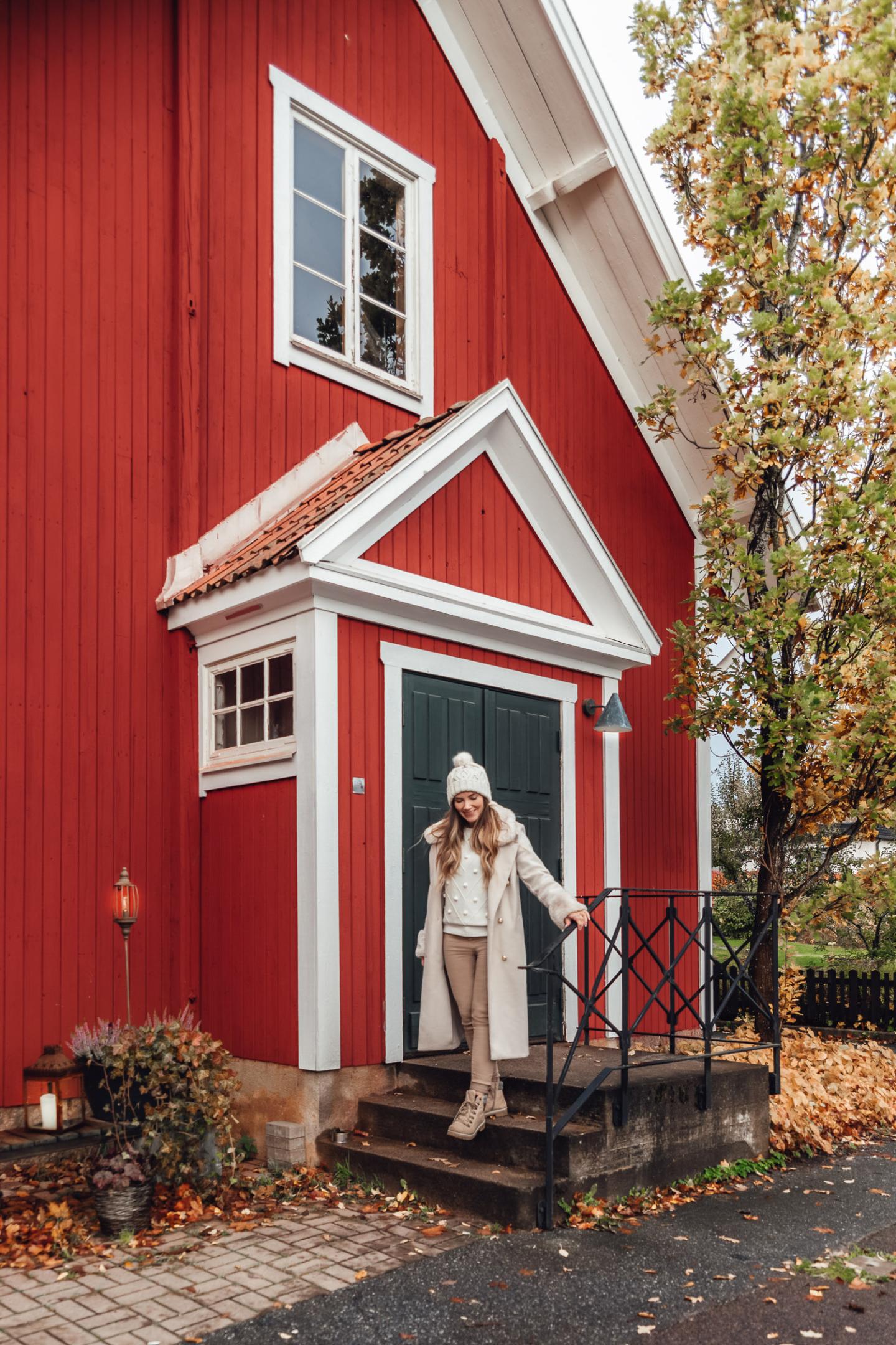 Ida stands outside the food studio Egastronomi in Kumla, Örebro, Sweden.