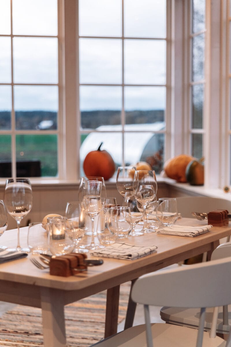 Tables are set for dinner at Restaurant Mull at Jannelunds Gård, Örebro.