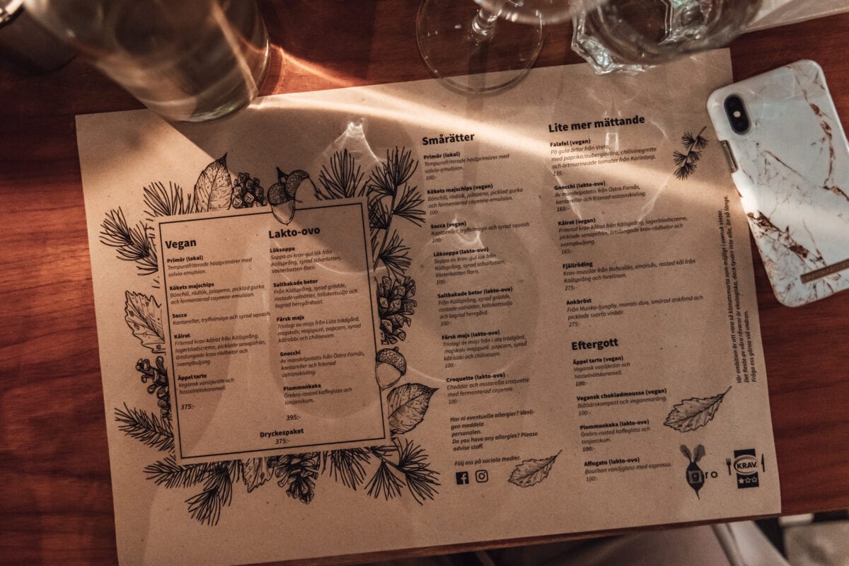 Climate-smart, vegan and vegetarian menu at Matbaren Gro on Stallbacken in Örebro