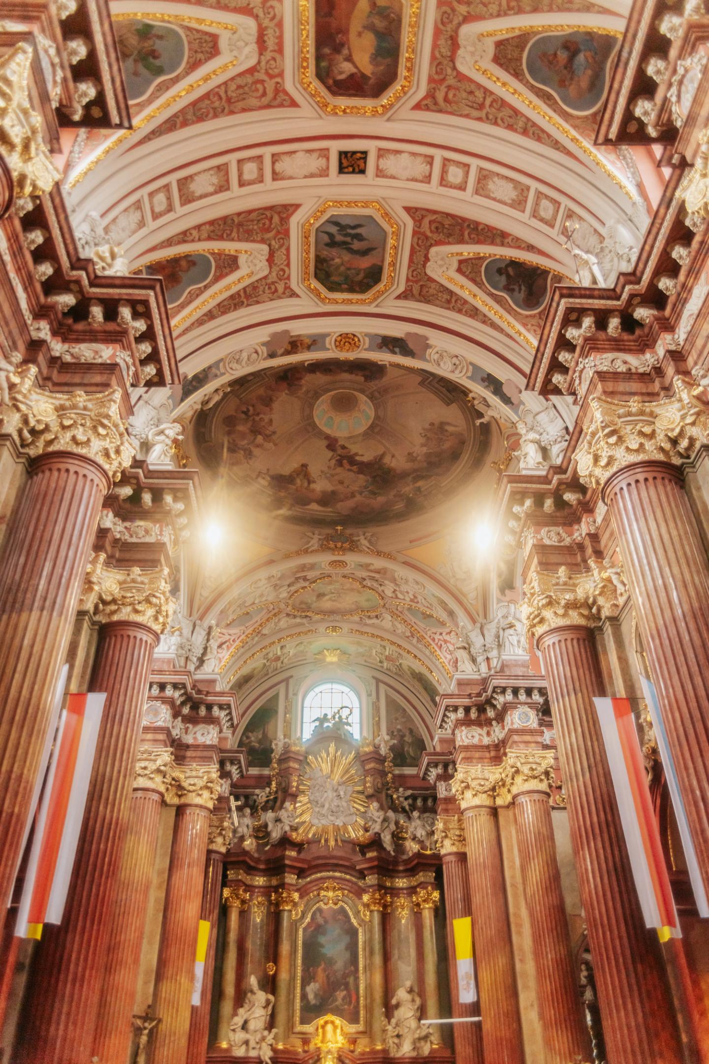 Baroque interior of the Poznań Fara or Parish Church of St. Stanislaus, Old Town, Poznań, Poland.