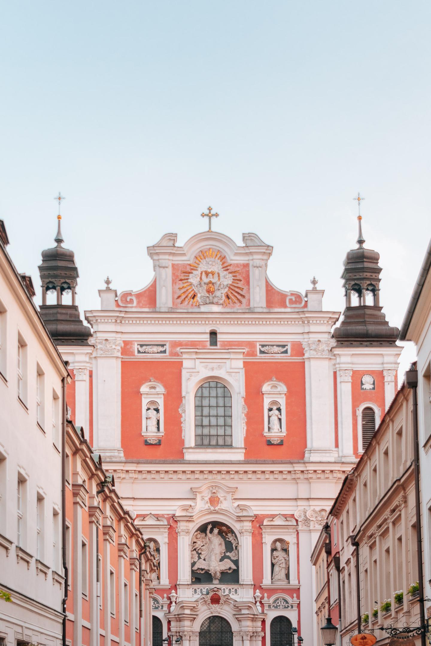 Poznań Fara, pink Parish Church in Poznań, Poland.