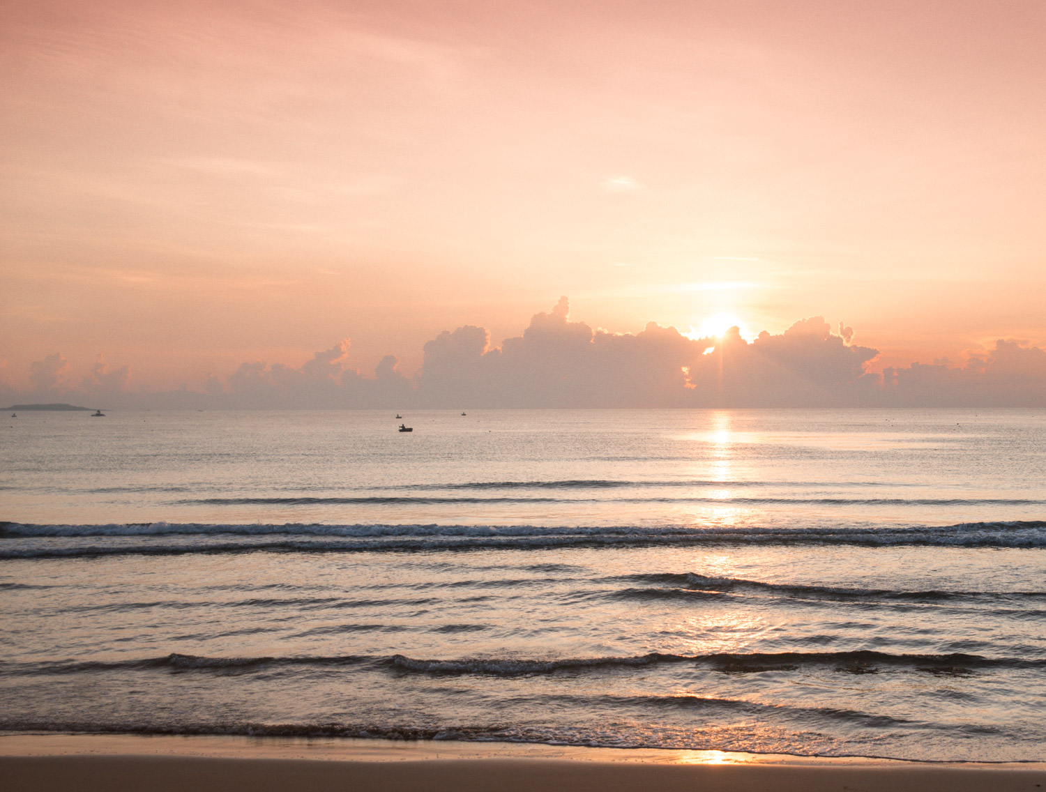 Pink sunrise at Bãi Xép Beach in Phu Yen, Vietnam