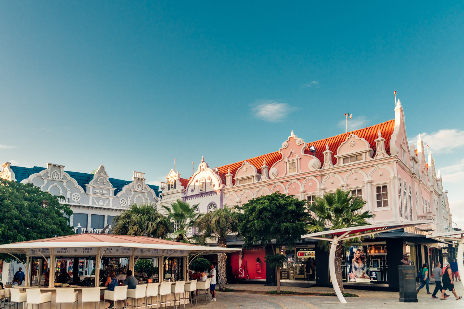 ORANJESTAD, ARUBA - DECEMBER 4, 2021: Plaza Daniel Leo square with