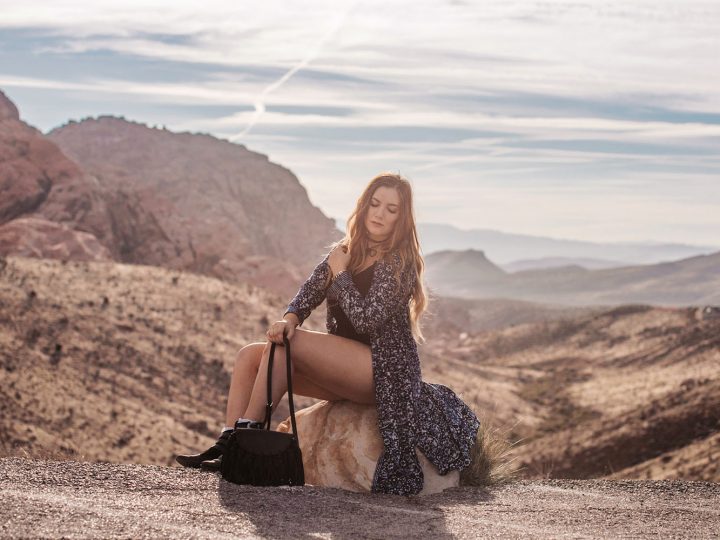 Boho Outfit in Red Rock Canyon Sunrise