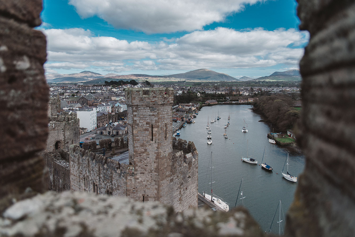 Tower view from Caernarvon Castle in Wales
