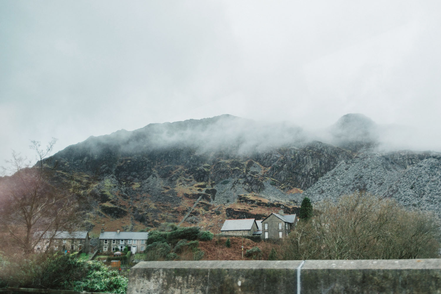 Misty mountains in Snowdonia National Park