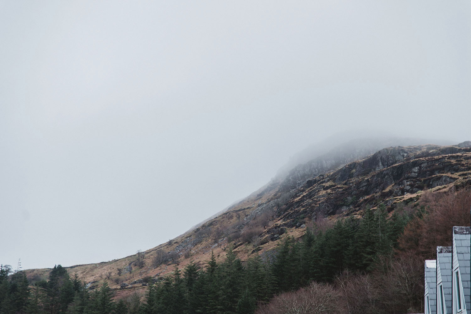 Misty mountains in Snowdonia National Park