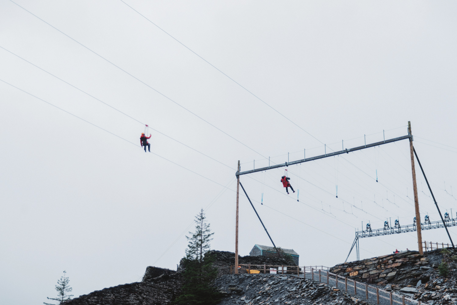 Ziplining at Zip World in Wales