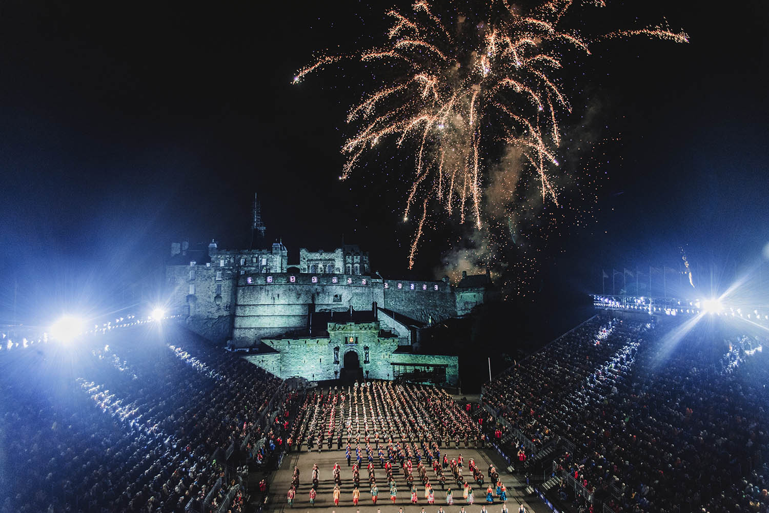 Fireworks over Edinburgh Castle at The Royal Edinburgh Military Tattoo
