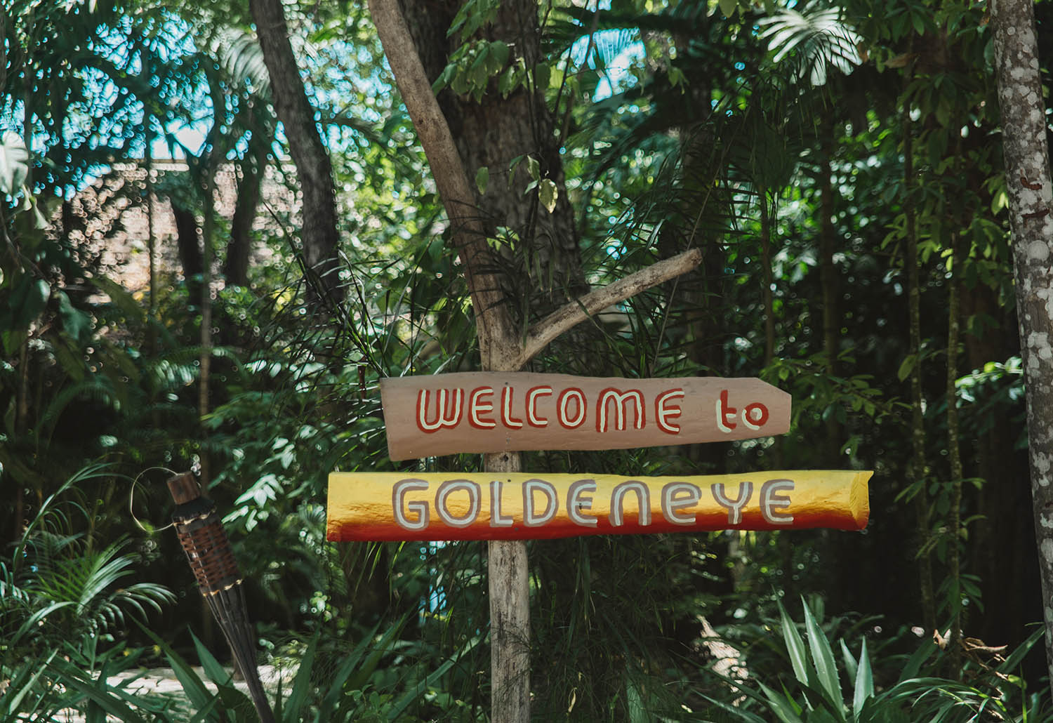 Welcome to GoldenEye Resort Sign