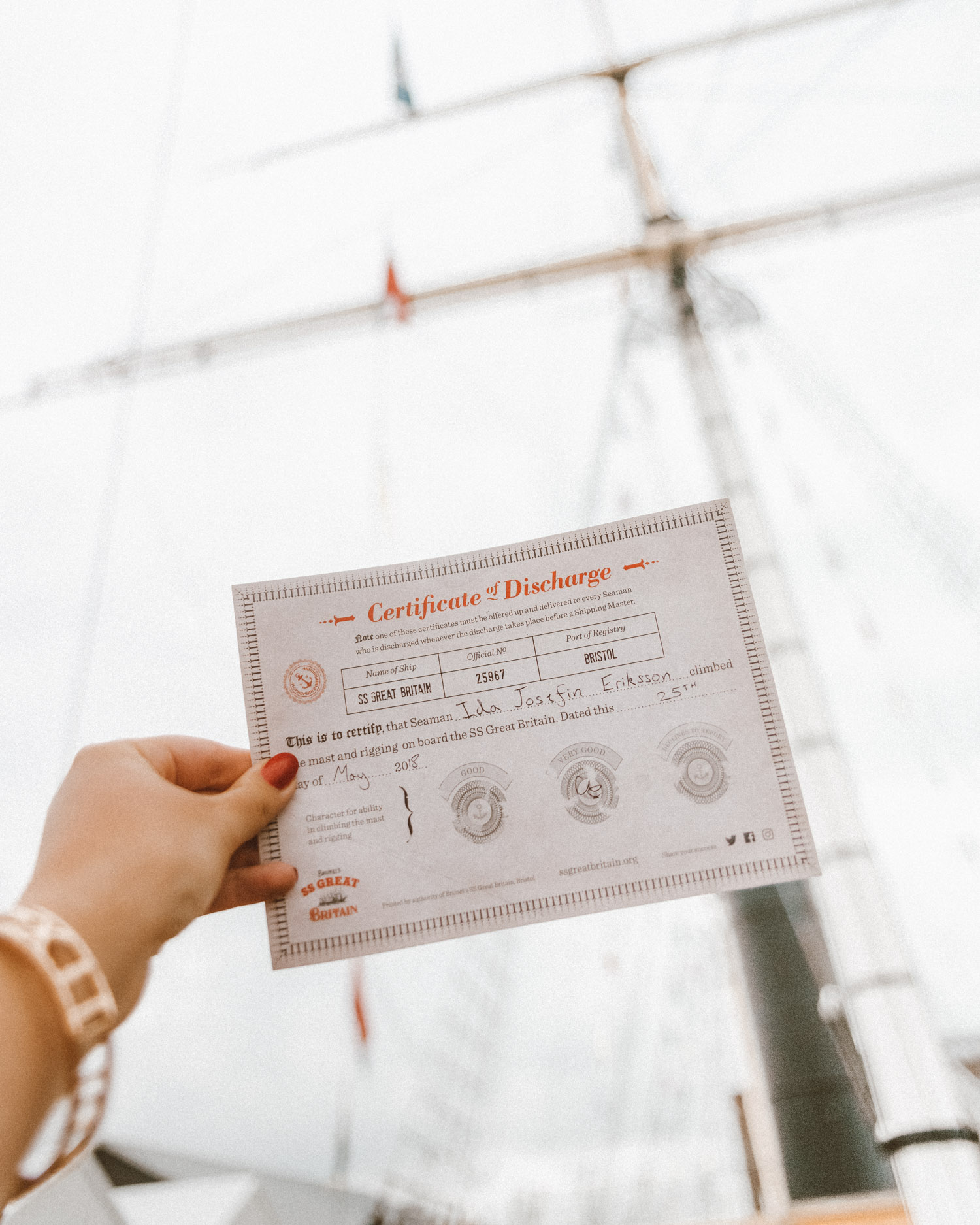 Certificate of Discharge | SS Great Britain