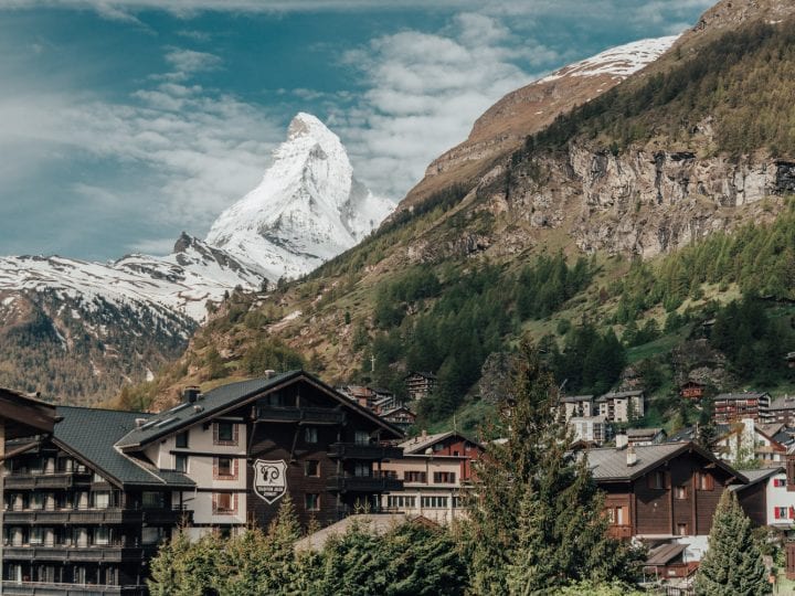 The Matterhorn over the Zermatt Village