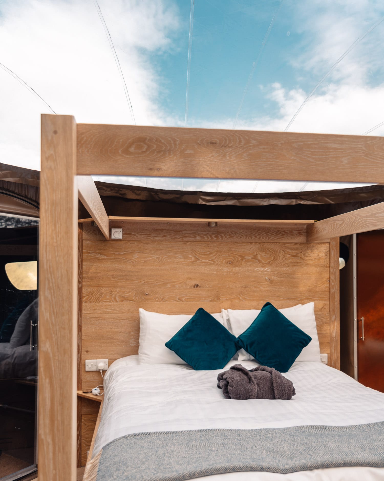 Four-poster Bed at Finn Lough Bubble Domes Hotel in Northern Ireland