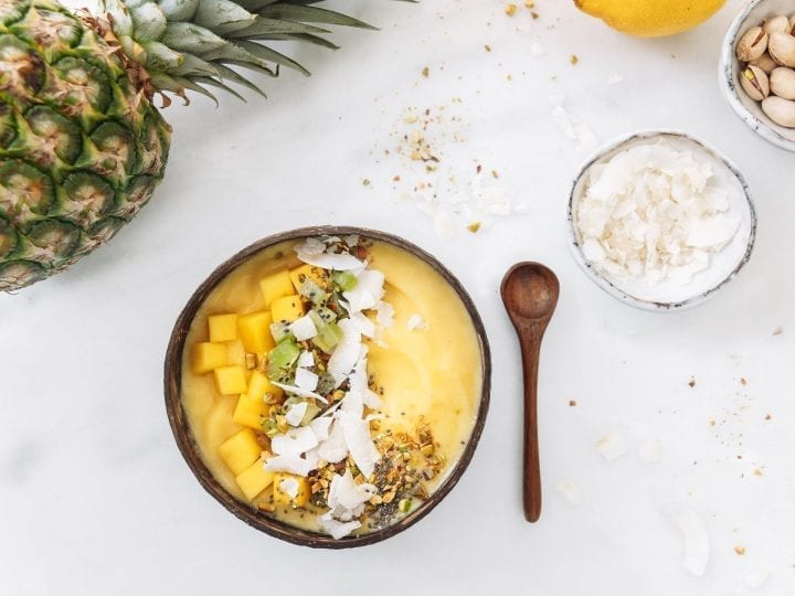 Tropical Smoothie Bowl Recipe with Pineapple & Mango