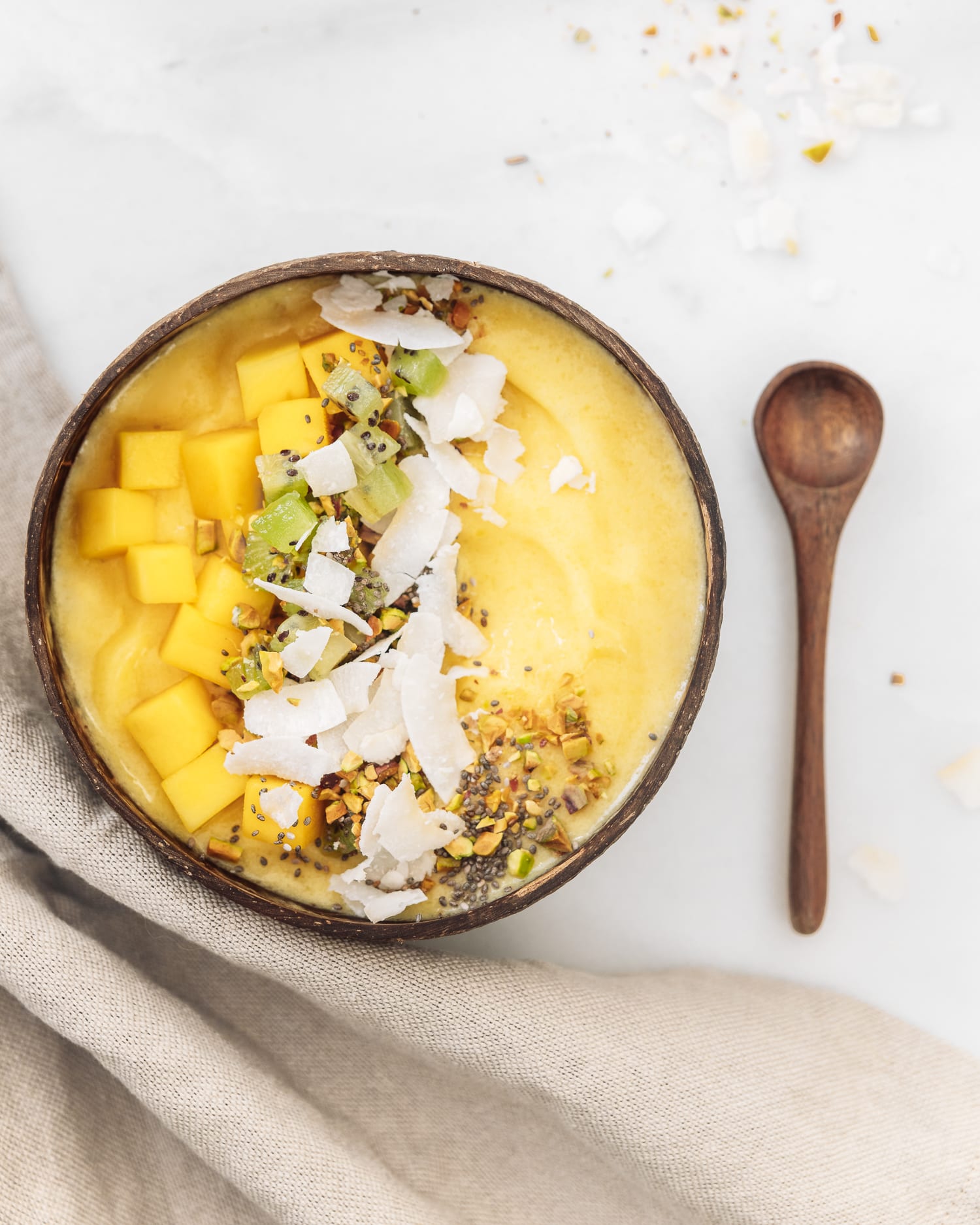 Tropical Smoothie Bowl with Pineapple, Mango & Coconut • ADARAS