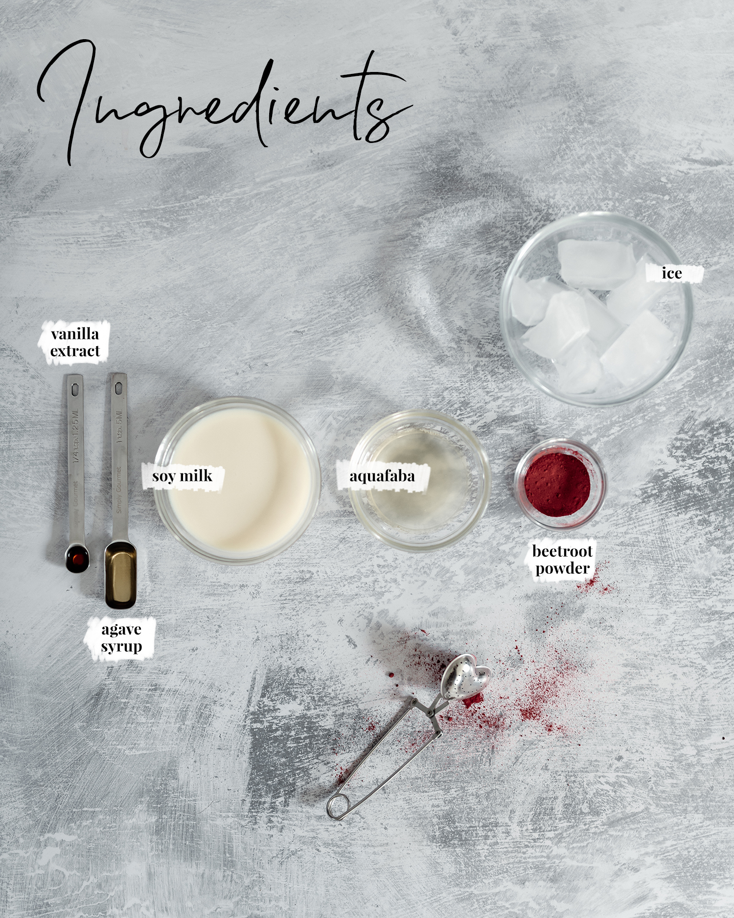 Ingredients for Vegan Dalgona Beetroot Latte