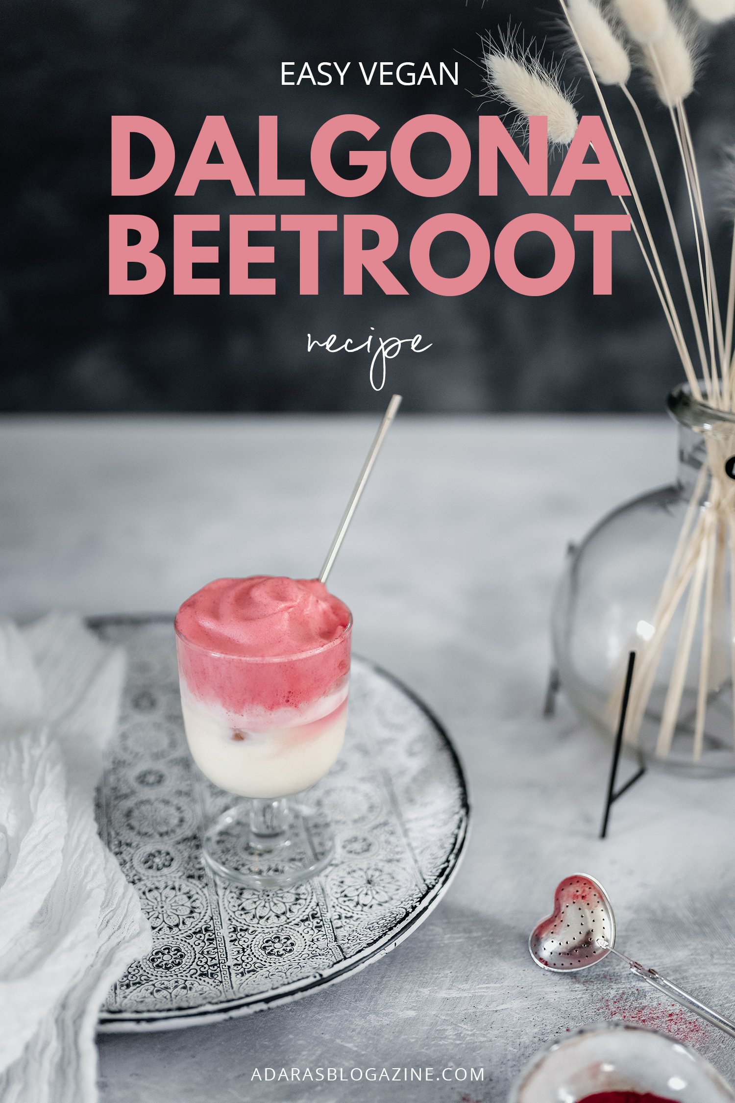 Dalgona Beetroot Latte - Easy Vegan Recipe